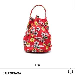 Balenciaga wheel floral bucket bag